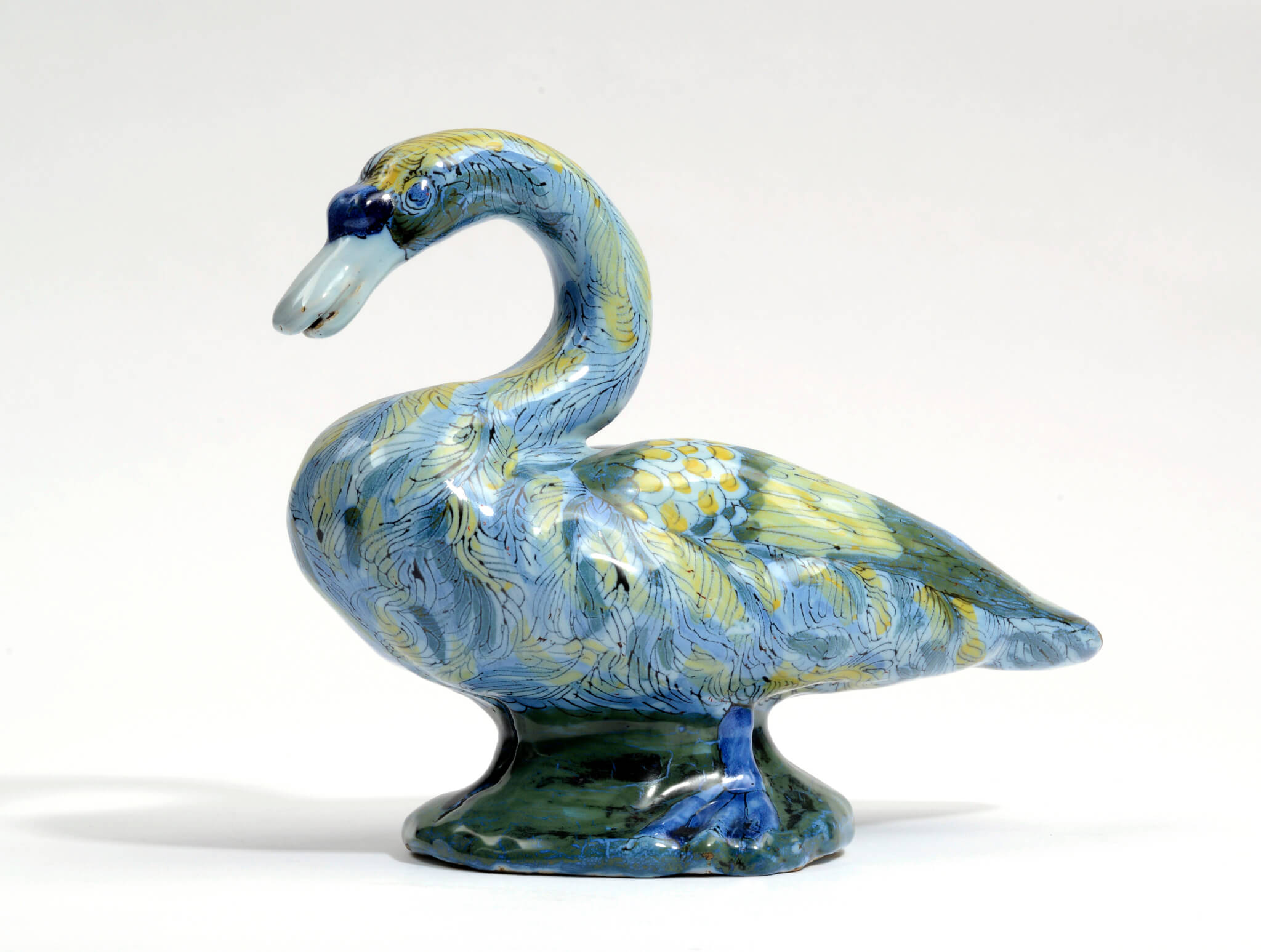 c1903 Delftware polychrome swan