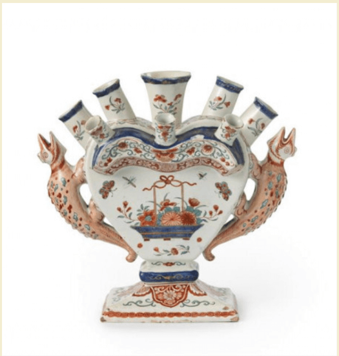 Delftware flower vase blue orange