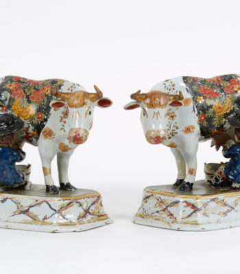 D1964. Pair Of Polychrome Cold-Painted Milking Groups