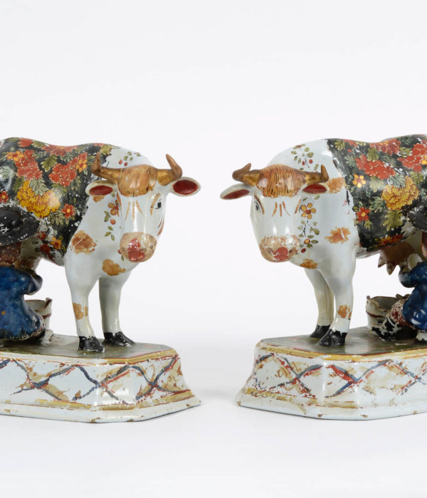 D1964. Pair of Polychrome Cold-Painted Milking Groups