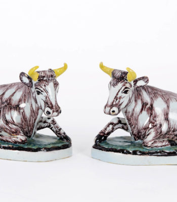 D1959. Pair Of Polychrome Models Of Recumbent Cows