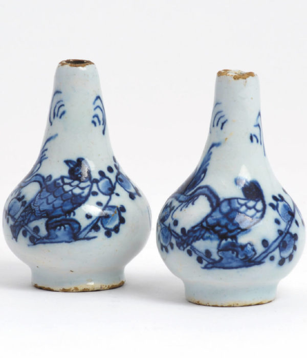 D1912. Pair of Blue and White Miniature Bottle Vases