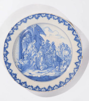 D1023. Blue And White Large Biblical Dish