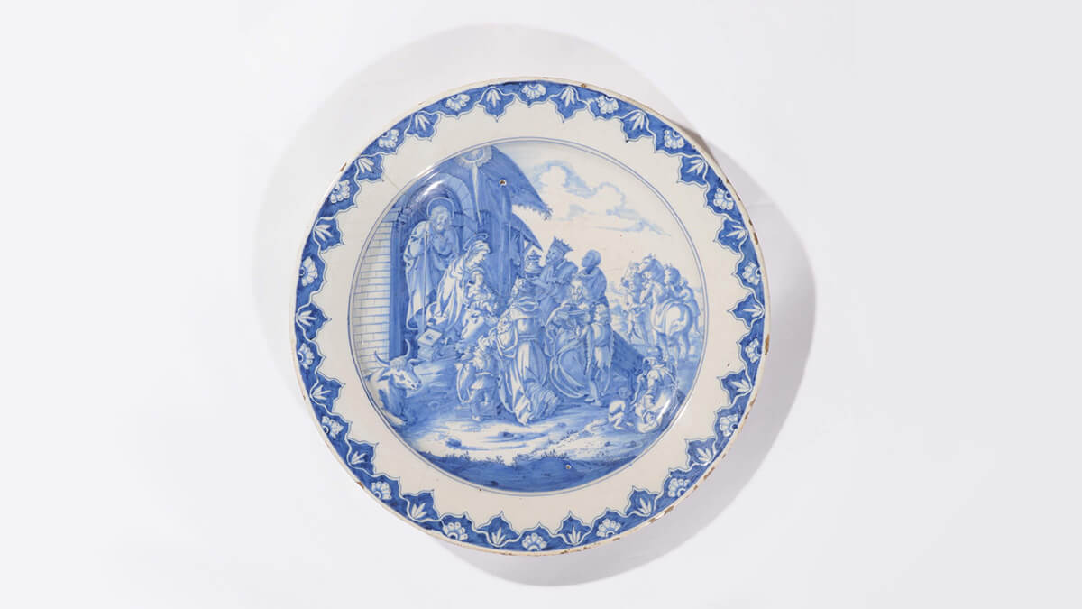Blue and White Large Biblical Dish