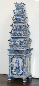 Flower Vase Pyramid Blue White