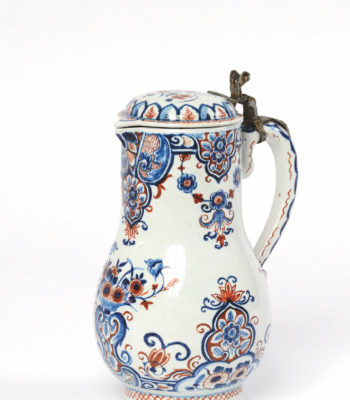 D2015. Polychrome Jug And Cover With Metal Mount