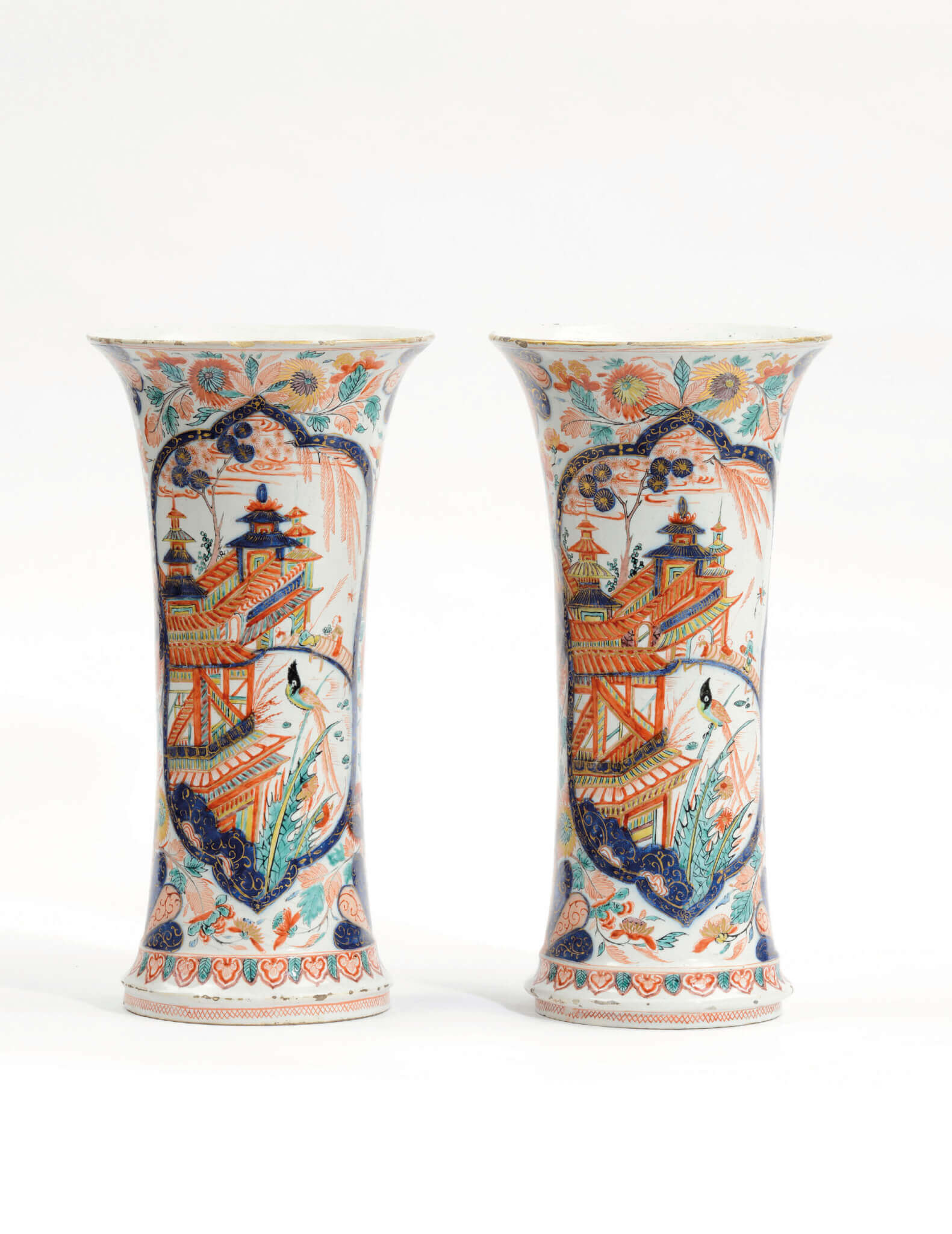 Delftware beaker vases