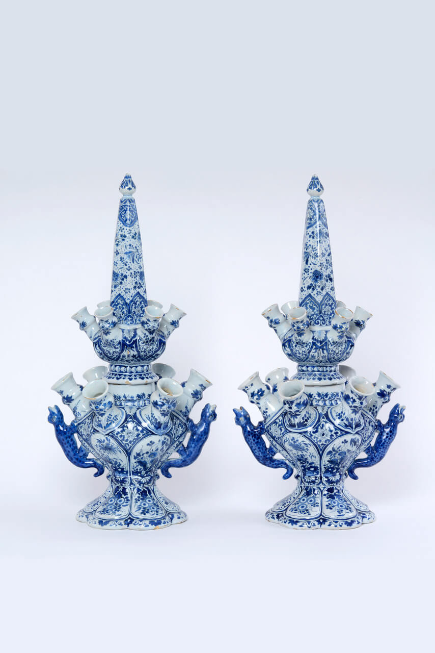 Pair of blue and white Delftware vases