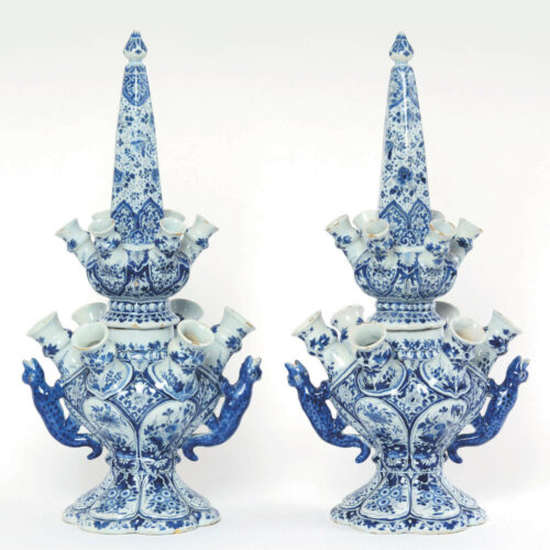 Blue and white Delftware flower vase