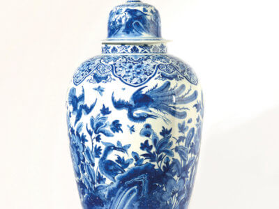 Blue And White Large Vase And Cover