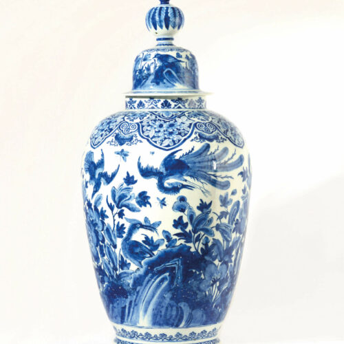 Blue And White Large Vase And Cover