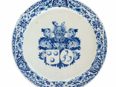 Armorial Plate Blue And White Delftware