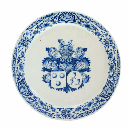 Armorial Plate Blue And White Delftware