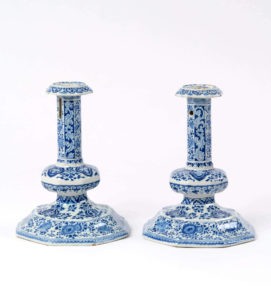 Blue And White Delftware Candlesticks