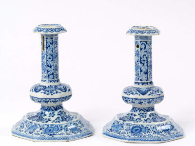 Blue And White Delftware Candlesticks