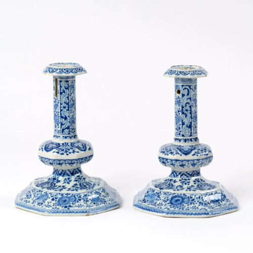 Blue And White Delftware Candlesticks