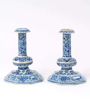 D2012. Pair Of Blue And White Candlesticks