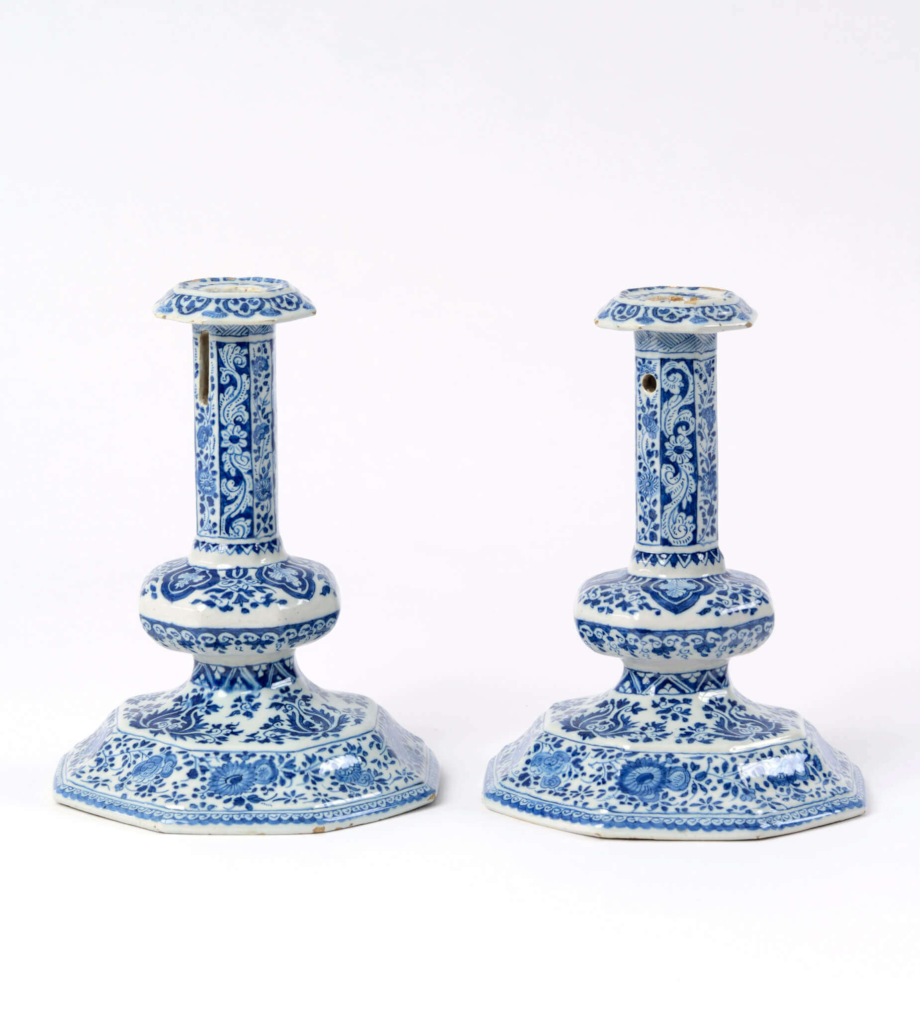 Blue and white Delftware candlesticks Blue and white Delftware candlesticks