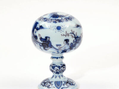 Blue And Manganese Delftware Wig Stand