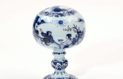 Blue And Manganese Delftware Wig Stand