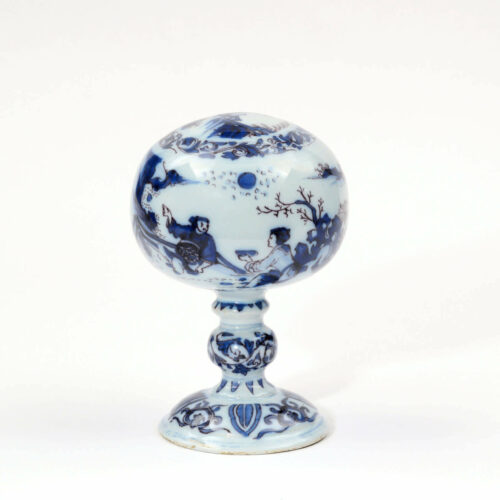 Blue And Manganese Delftware Wig Stand