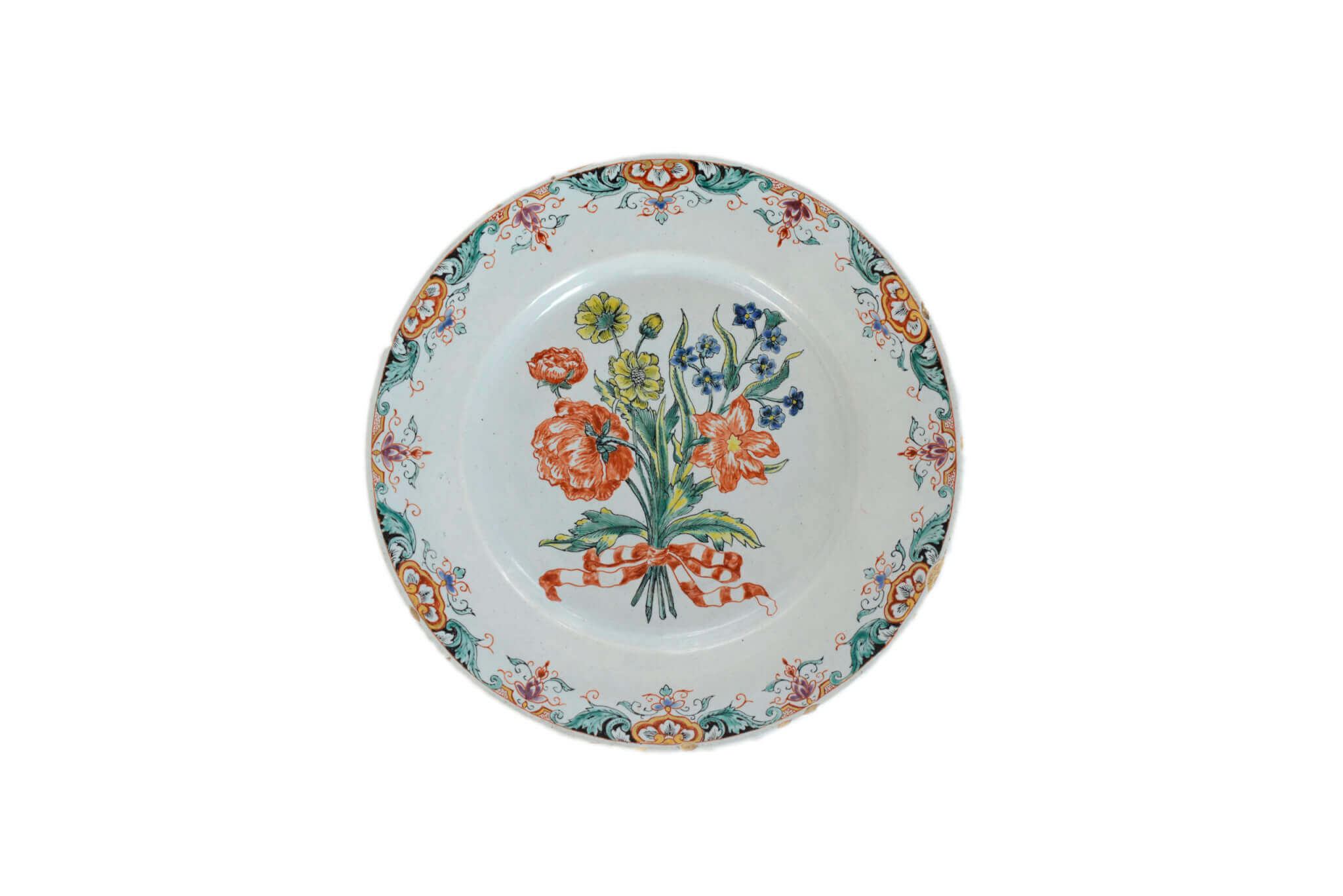 Petit feu plate with flowers and bow