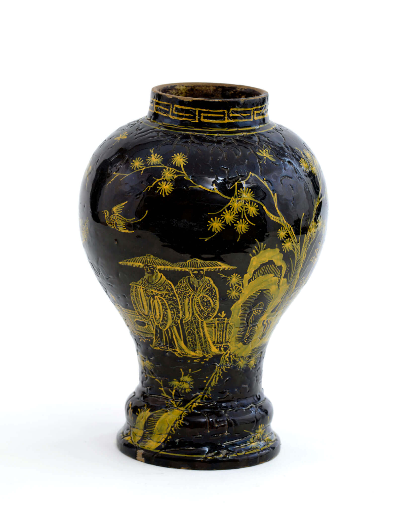 Brown-glazed baluster-shaped vase