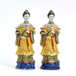 Polychrome Delftware figures of oriental women Polychrome Delftware figures of oriental women
