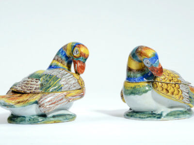 Polychrome Delftware Duck Tureens