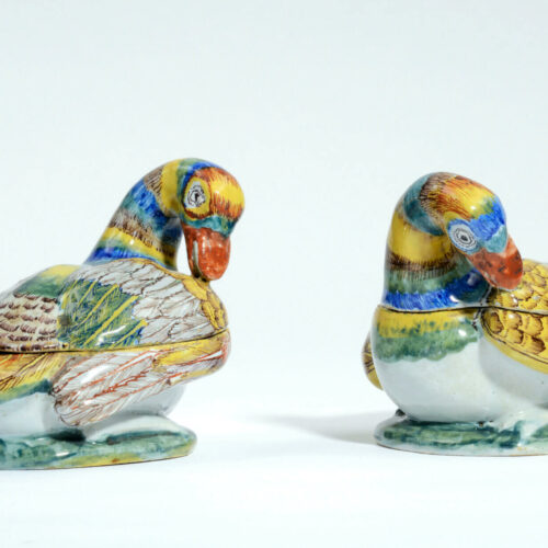 Polychrome Delftware Duck Tureens