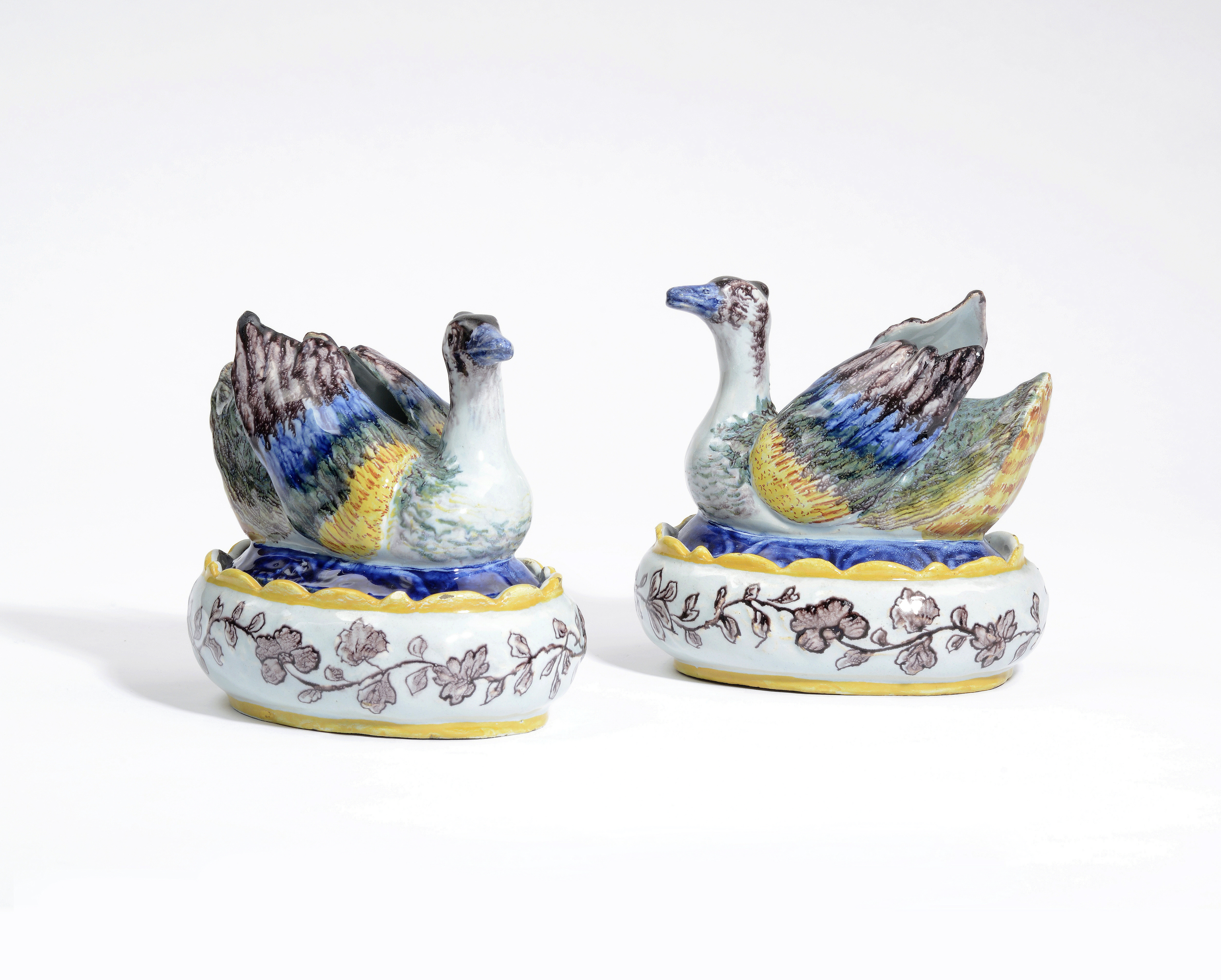 Pair of Duck Tureens and Covers Delftware Aronson Antiquairs