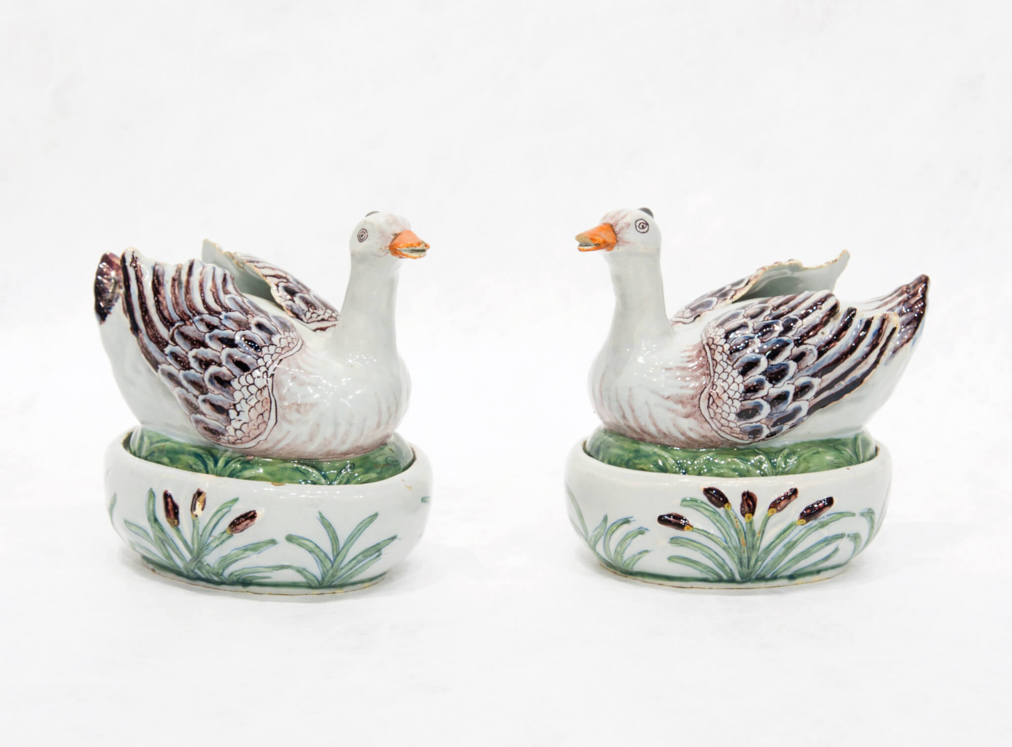 oval Delftware duck tureens and covers