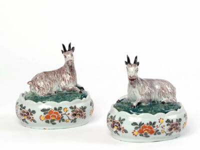 Polychrome Delftware Goat Butter Tubs