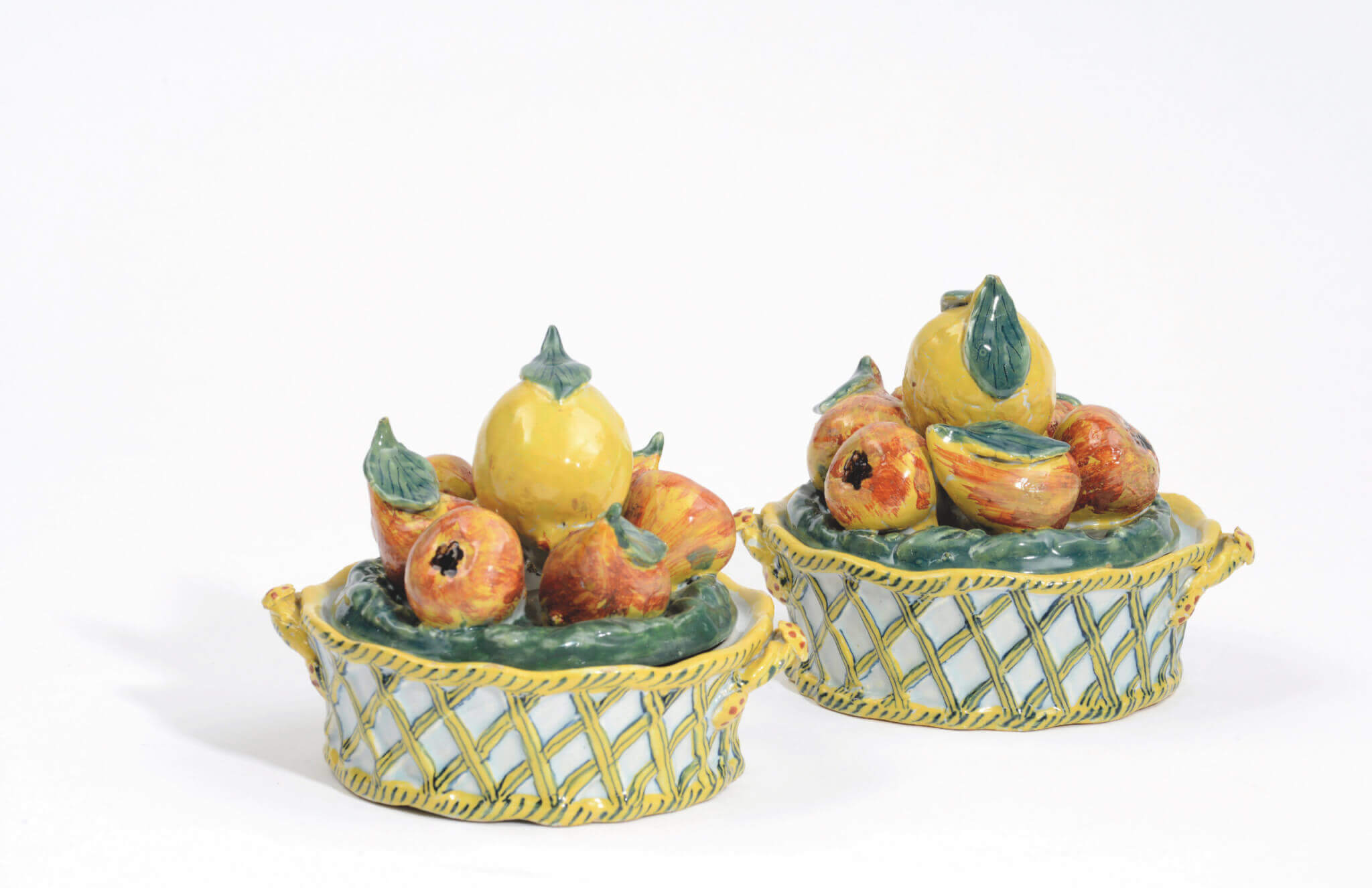 Polychrome Delftware fruit basket tureens