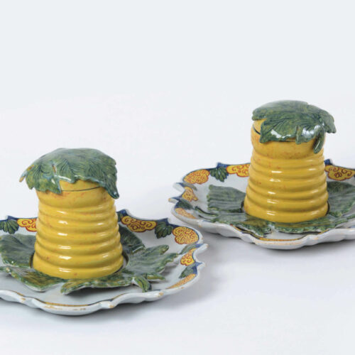 Polychrome Delftware Honey Pots