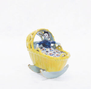 Polychrome Delftware Model Of A Cradle