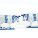 •D2049. Pair Of Blue And White Figures Of Cows