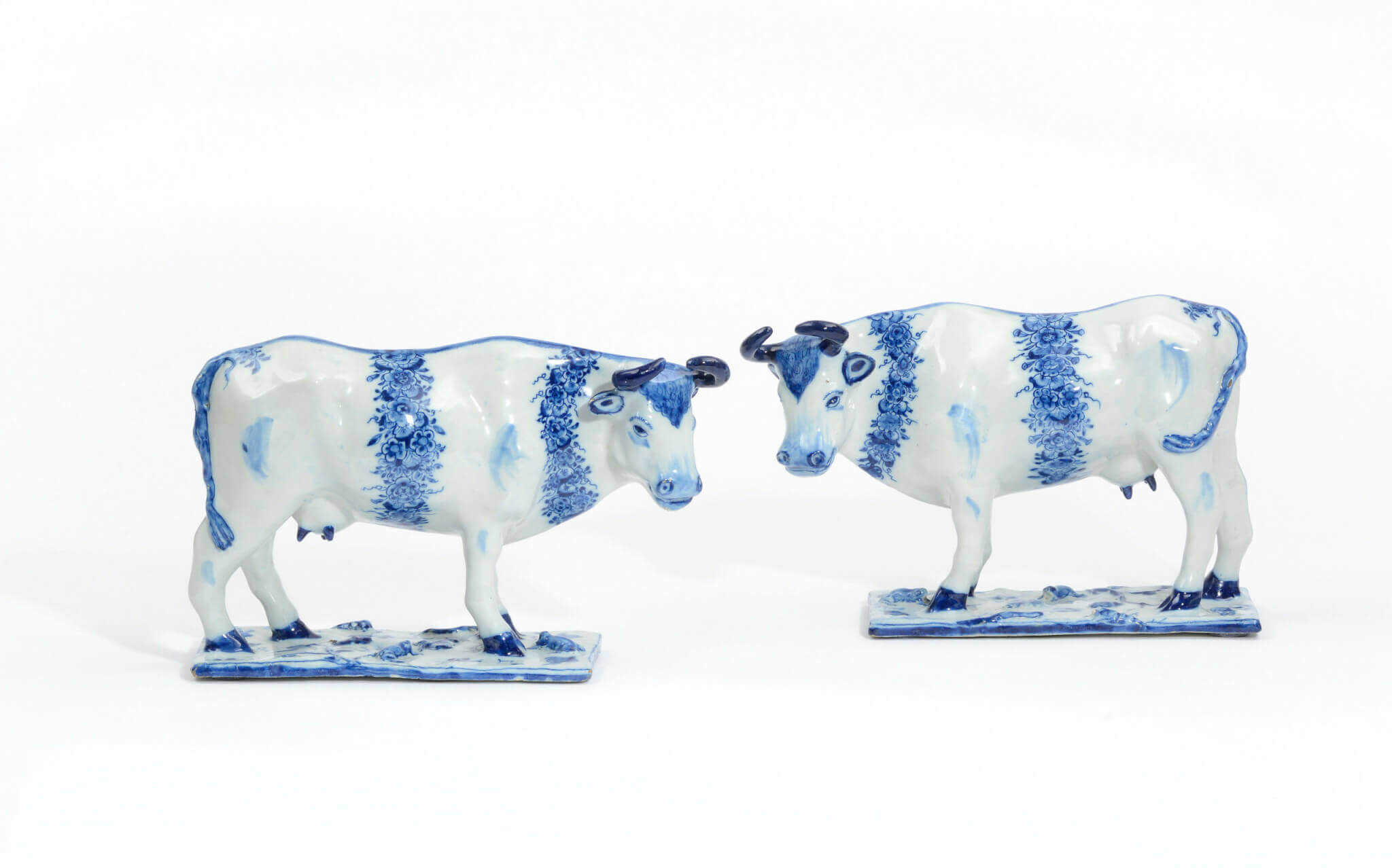Blue and white Delftware cow