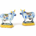 •D2050. Pair Of Polychrome Small Figures Of Cows