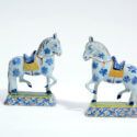 • D2055. Pair Of Polychrome Figures Of Prancing Horses