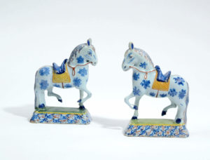 Polychrome Delftware Prancing Horses