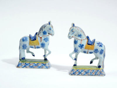 Polychrome Delftware Prancing Horses