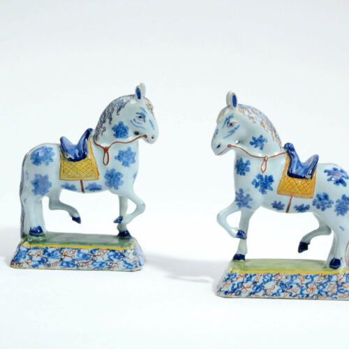 Polychrome Delftware Prancing Horses