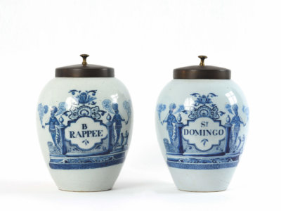 Blue And White Delftware Tobacco Jars