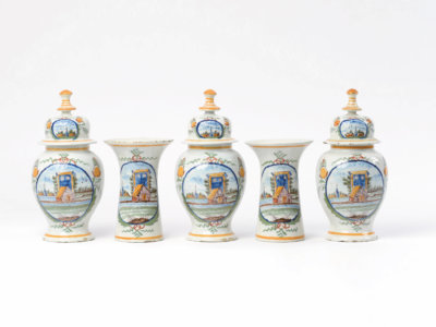 Polychrome Delftware Garniture