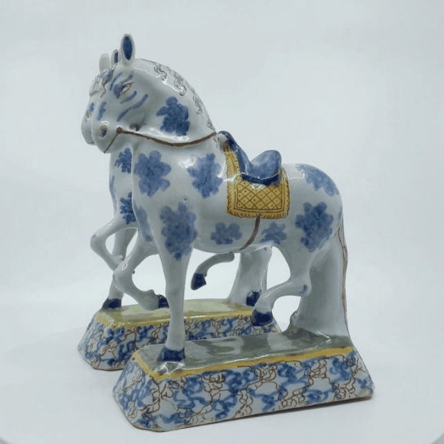 Polychrome Delftware prancing horses Polychrome Delftware prancing horses