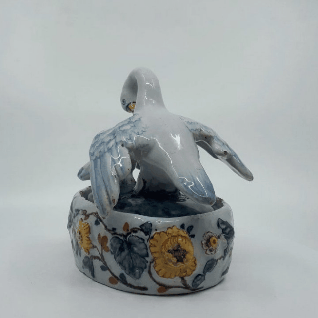 Polychrome Delftware pelican tureens Polychrome Delftware pelican tureens