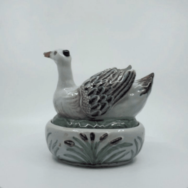 Polychrome oval duck tureens and covers 3D