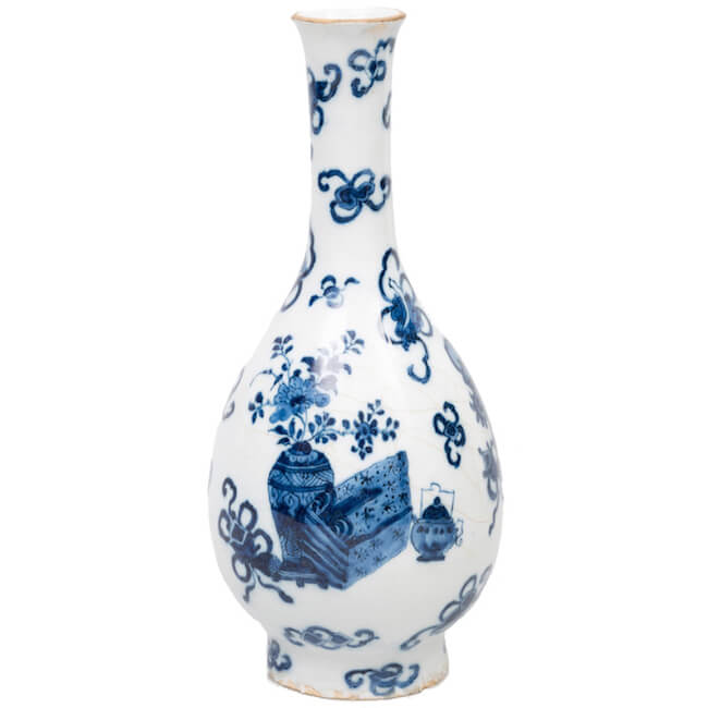 Blue and white Delftware bottle vase