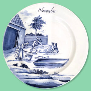 November op groen Modern Delftware Month Plate